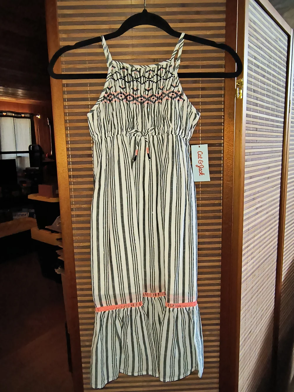 Cat & Jack Striped Halter Maxi Dress with Pink Trim